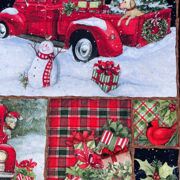 Christmas Fabric Red Truck Collage Craft Panel - 36 x 44 inches - Picture 9 of 11